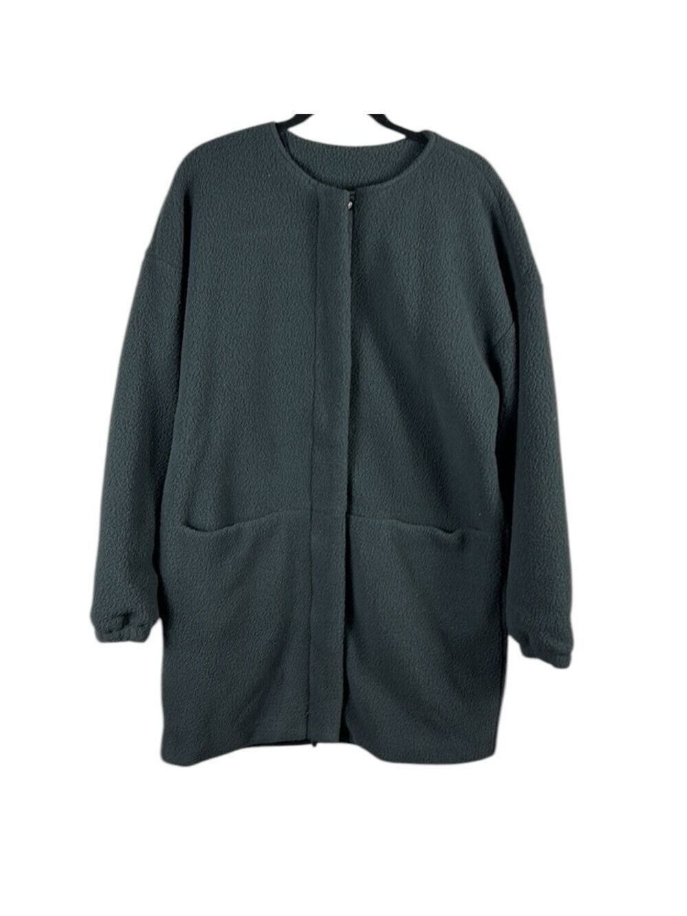 Fabletics Lennon Collarless Fleece Coat in Castle Rock Size L - Picture 2 of 9